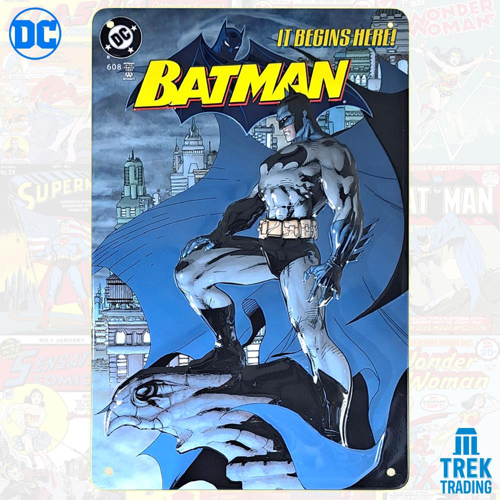 DC Comics Batman - It Begins Here Embossed 17cm x 26cm Metal Sign - Image 2