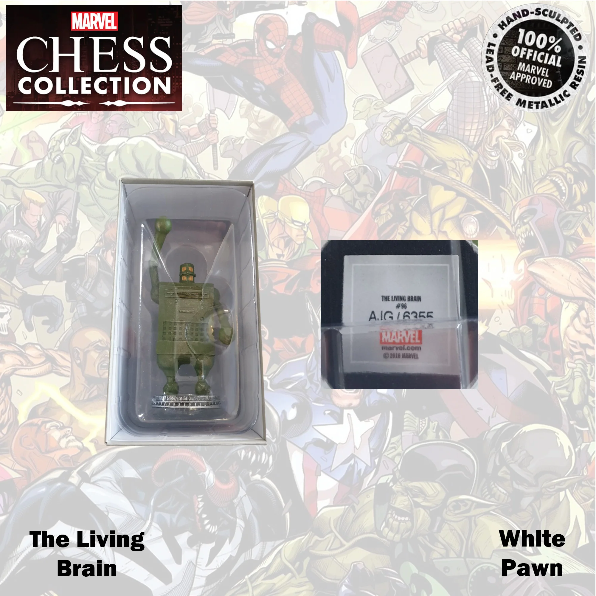 Marvel Chess Collection 9cm Living Brain White Pawn 96 - Image 3