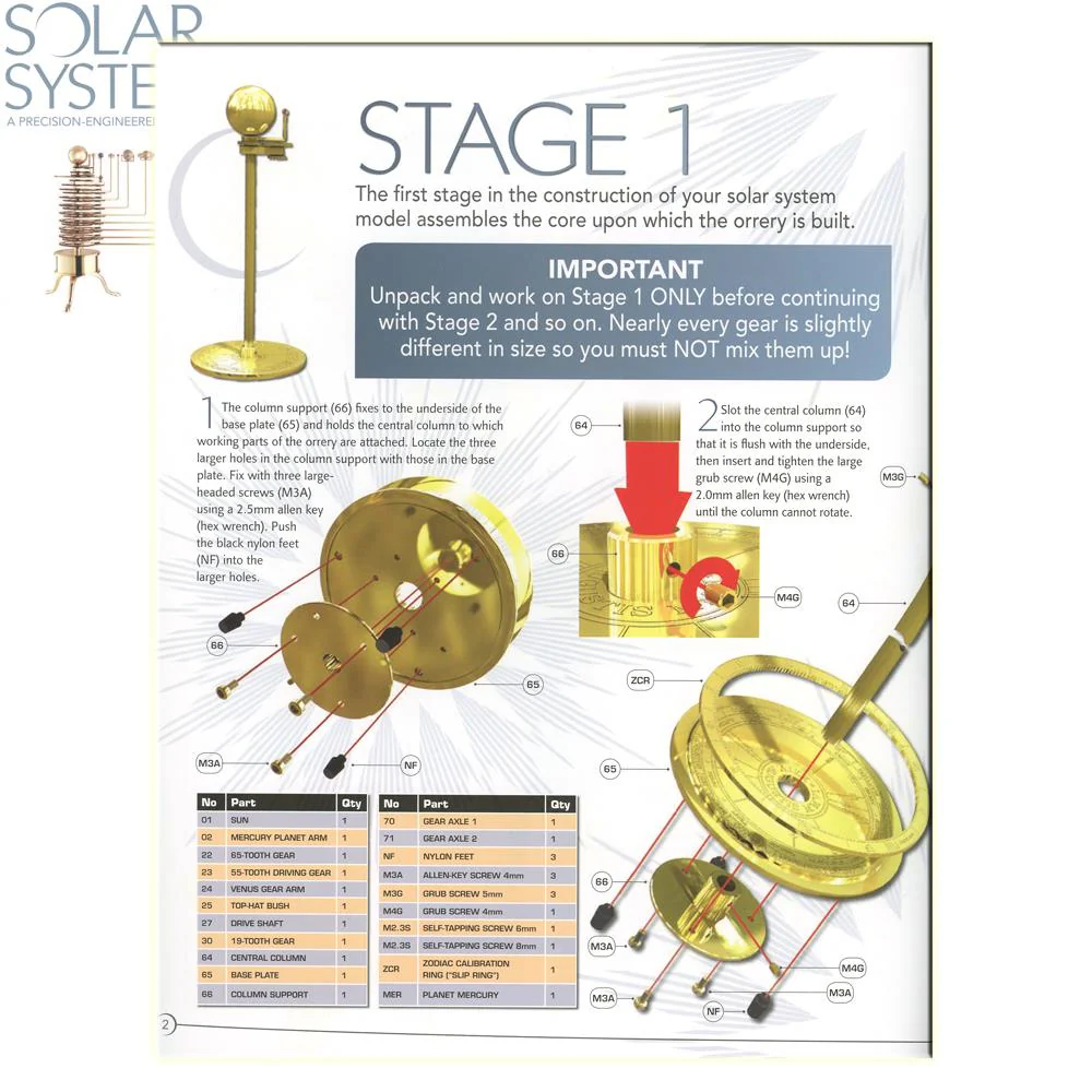 Solar System Orrery Spare Parts - Constructor's Manual - Image 3