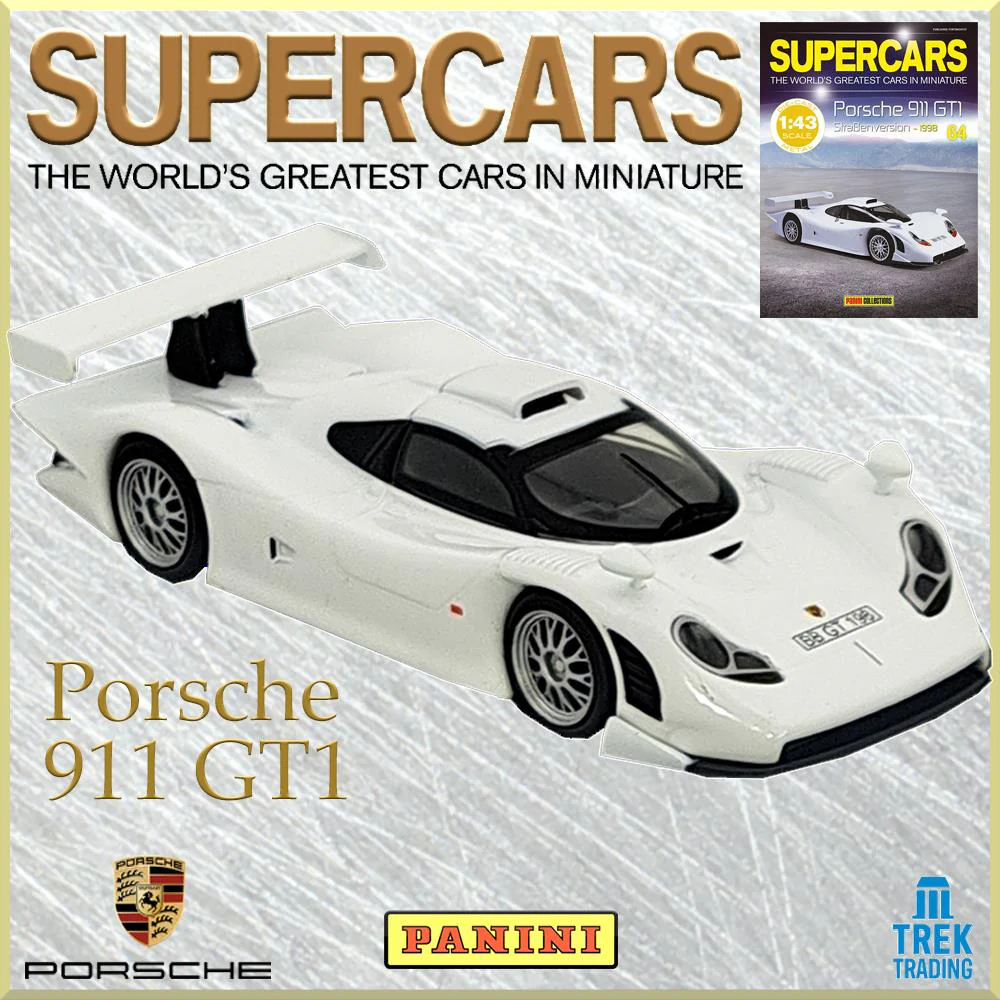 Supercars Collection 64 - Porsche 911 GT1 Straβenversion 1998 with Magazine - Image 2