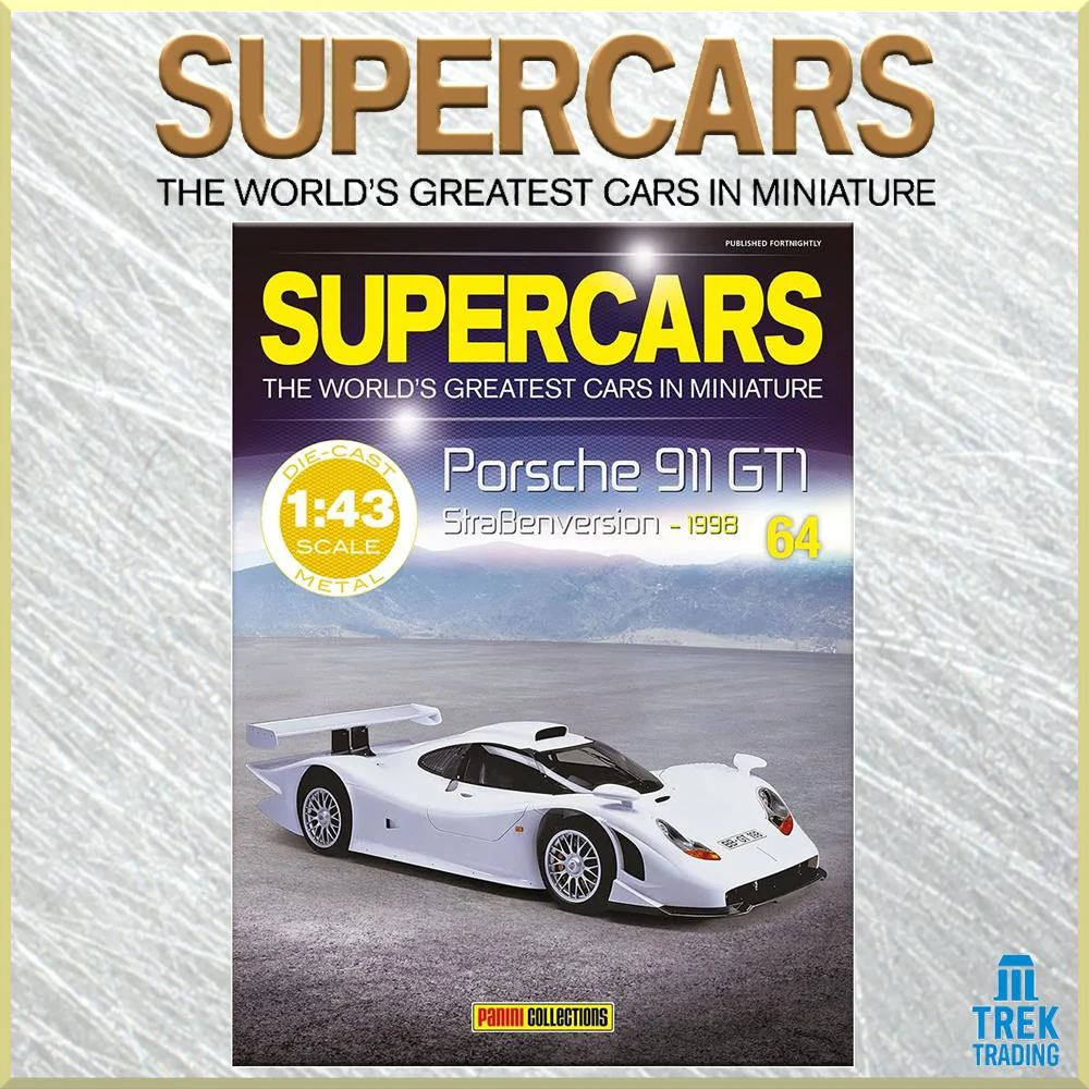 Supercars Collection 64 - Porsche 911 GT1 Straβenversion 1998 with Magazine - Image 3