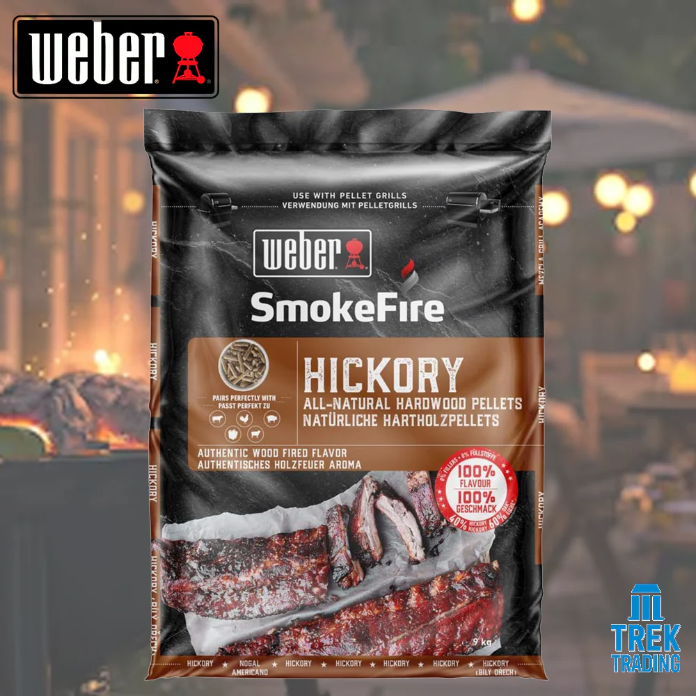 Weber Wood Pellets - Hickory Wood Smoking Chips - 9kg Bag - Image 2