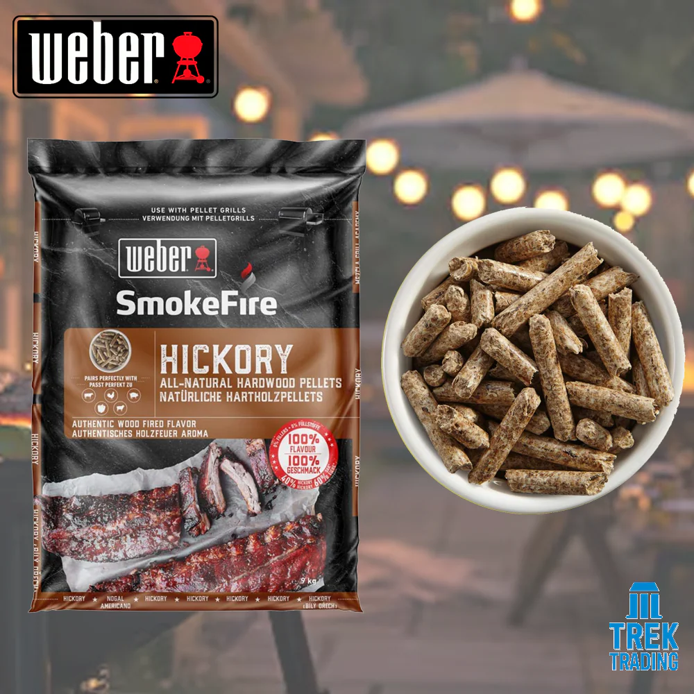 Weber Wood Pellets - Hickory Wood Smoking Chips - 9kg Bag - Image 3